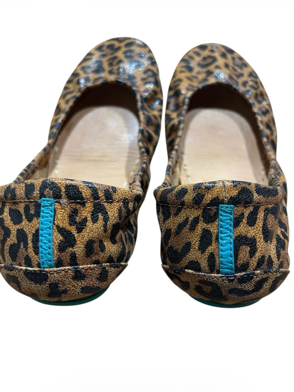 Tieks Leopard Print Ballet Flats - Size 10 Tan Leather Sole Black Brown - Picture 3 of 5